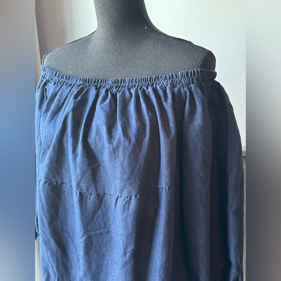 Eighty Eight Premium Dress Chambray Off-the-Shoulder Ruffle Sleeve Women's 2X - Picture 2 of 6